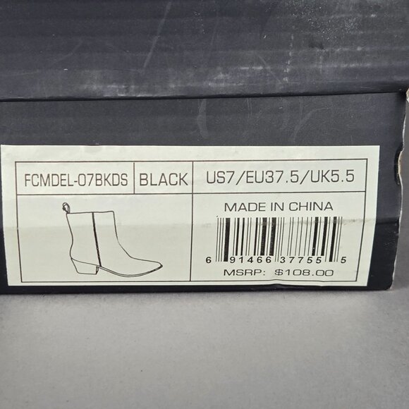 French Connection Women's Model Black Block-Heel Booties Boots - Picture 7 of 7